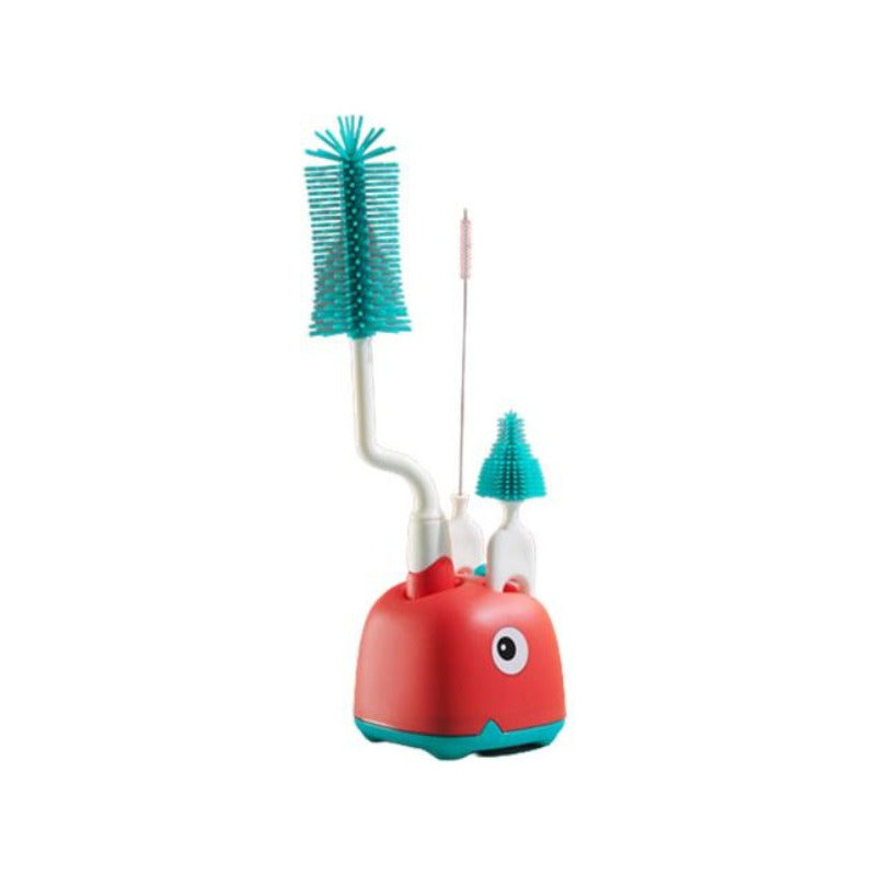 Set Cepillo De Silicona Limpiadores Mamadera Con Escurridor