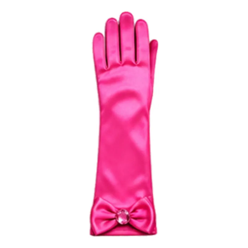 Guantes Princesa Lazo 30cm Niñas Para Cosplay Fucsia