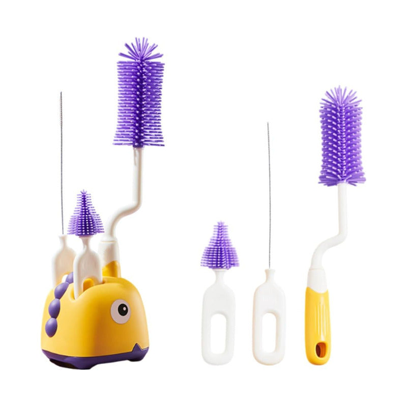Set Cepillo De Silicona Limpiadores Mamadera Con Escurridor