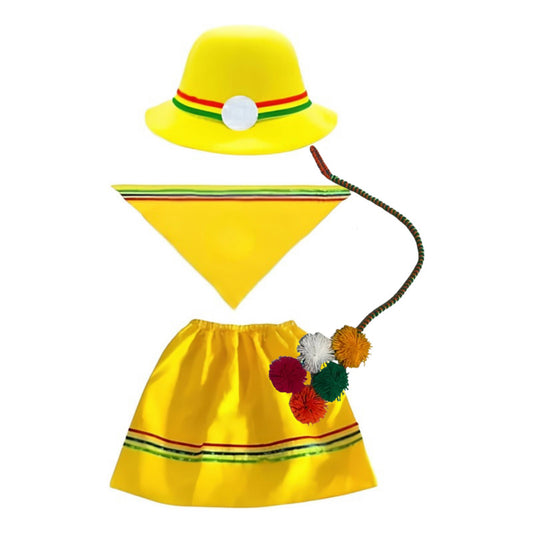 Traje Nortino Baile Nortino 3pzs + Pompon Fiestas Patrias Amarillo Xl