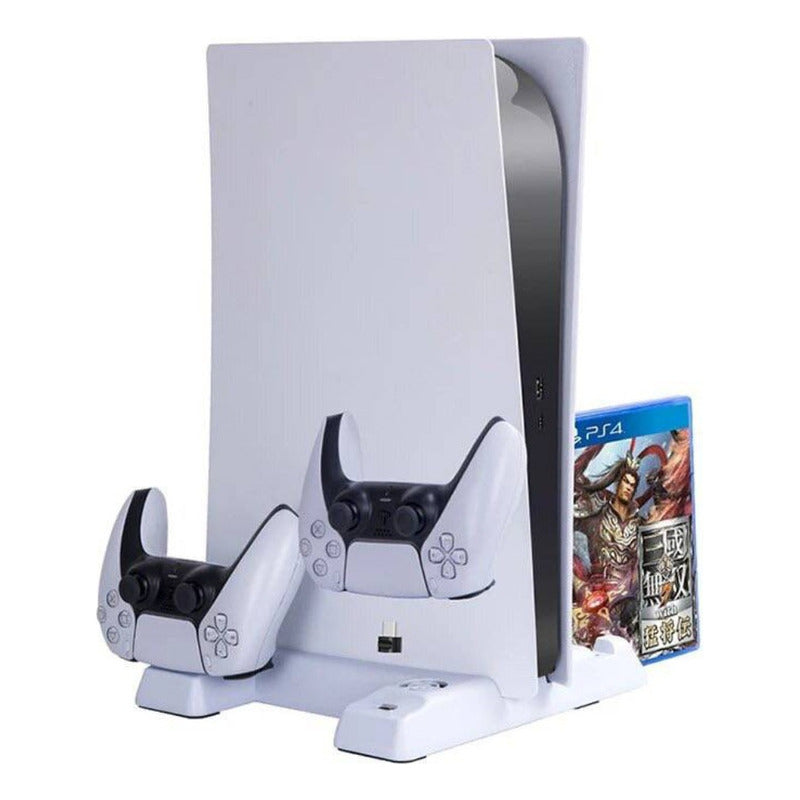 Base Soporte Vertical Stand Para Ps5 Con Estación De Carga Blanco