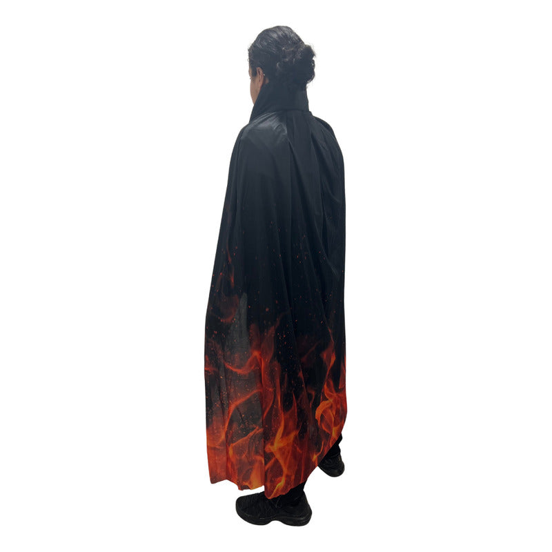 Capa Para Disfraz Diseño De Llamas O Fuego  Adulto Halloween