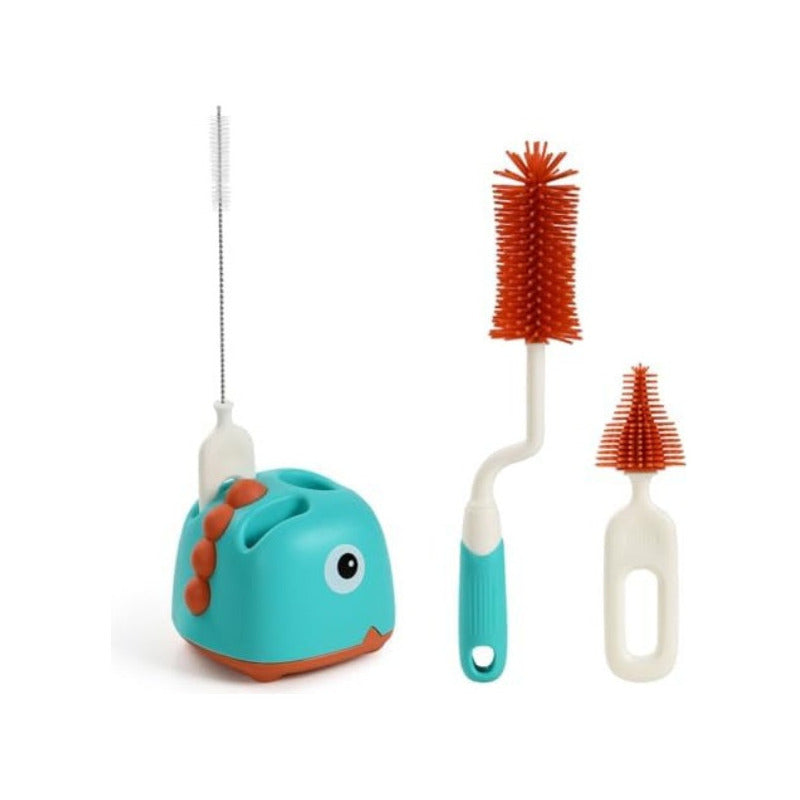 Set Cepillo De Silicona Limpiadores Mamadera Con Escurridor