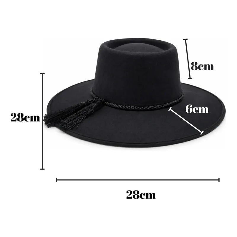 Sombrero Huaso Elegante Fiestas Patrias Infantil Negro 49cm Lisa