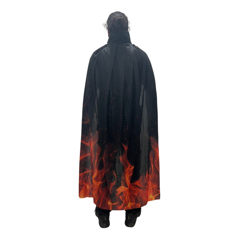Capa Para Disfraz Diseño De Llamas O Fuego  Adulto Halloween
