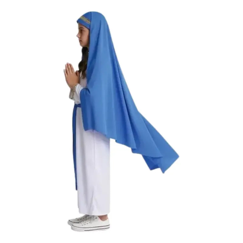 Disfraz Religioso Virgen Maria Niña Cosplay Blanco-celeste 13-14