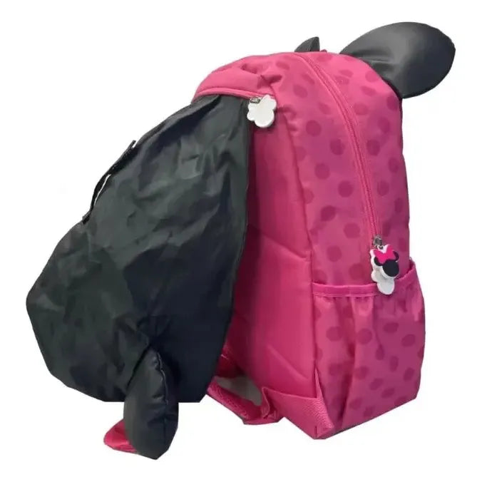 Mochilas Disney Con Capucha 3d Para Niños Color Fucsia Diseño De La Tela Minnie Mouse