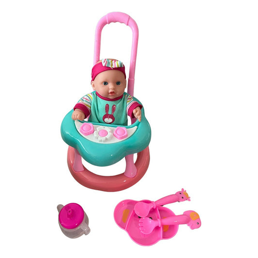 Muñeca Juguete Con Corre Pasillo Luz y sonido  Rosado Y Verde