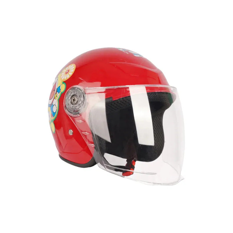 Casco De Moto Para Niños Rojo Lisa Brillante S