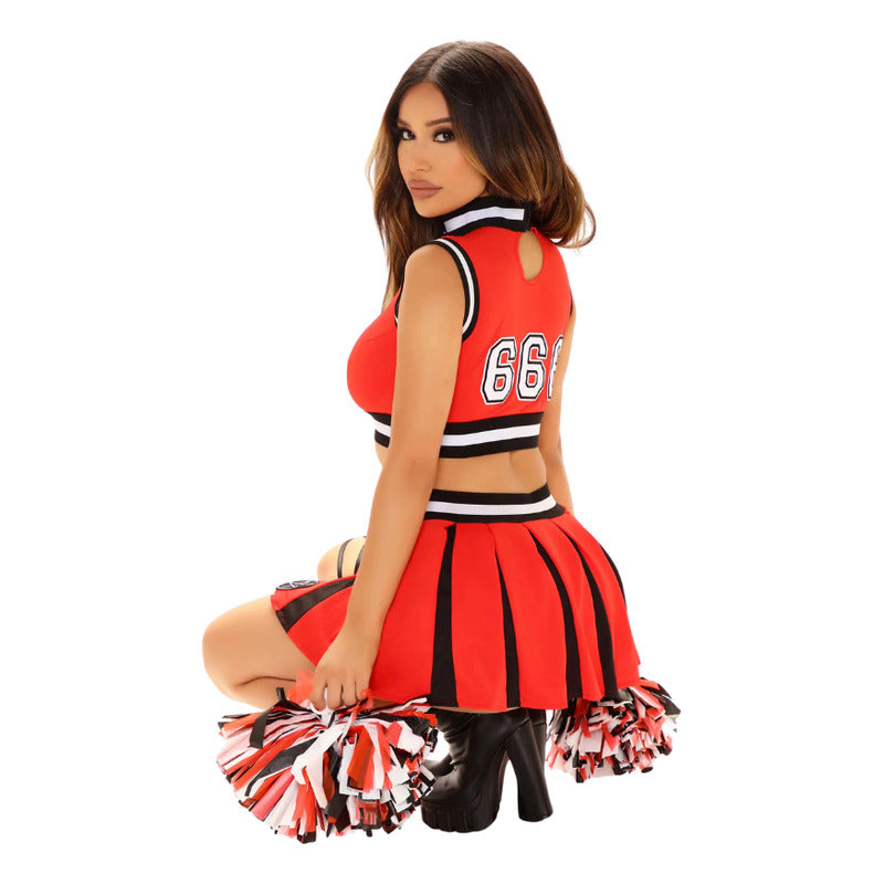 Disfraz Porrista Animadora Sexy Cosplay + Pompones Para Mujer