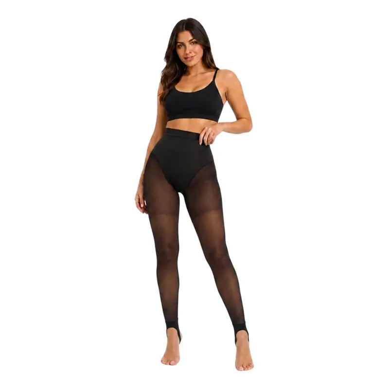Calza Efecto Piel Polar Faja Reductora Levanta Cola Sin Pie Negra Efecto Piel L-xl