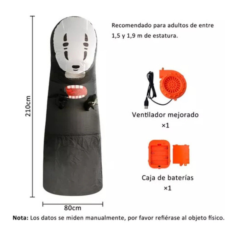 Disfraz Inflable Para Adulto Halloween El Viaje De Chihiro Kaonashi Sin Cara Negro 160-190cm