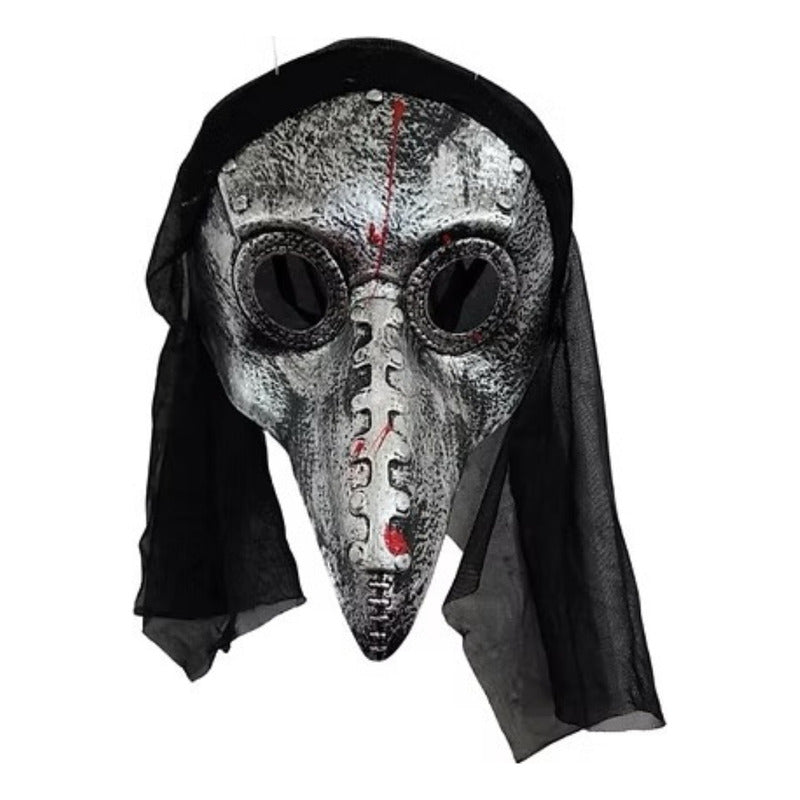 Set Disfraz Peste Negra Capa + Mascara Adulto Halloween Negro-plateado Standar