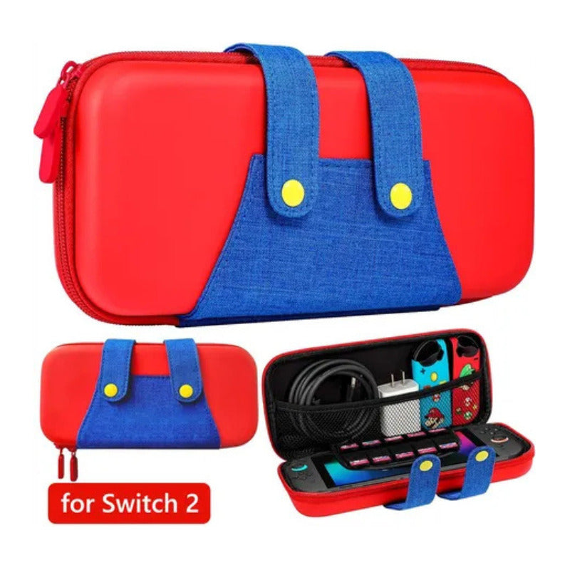 Estuche Compatible Nintendo Switch 2  Mario Y Luigi + Mica Rojo Mario