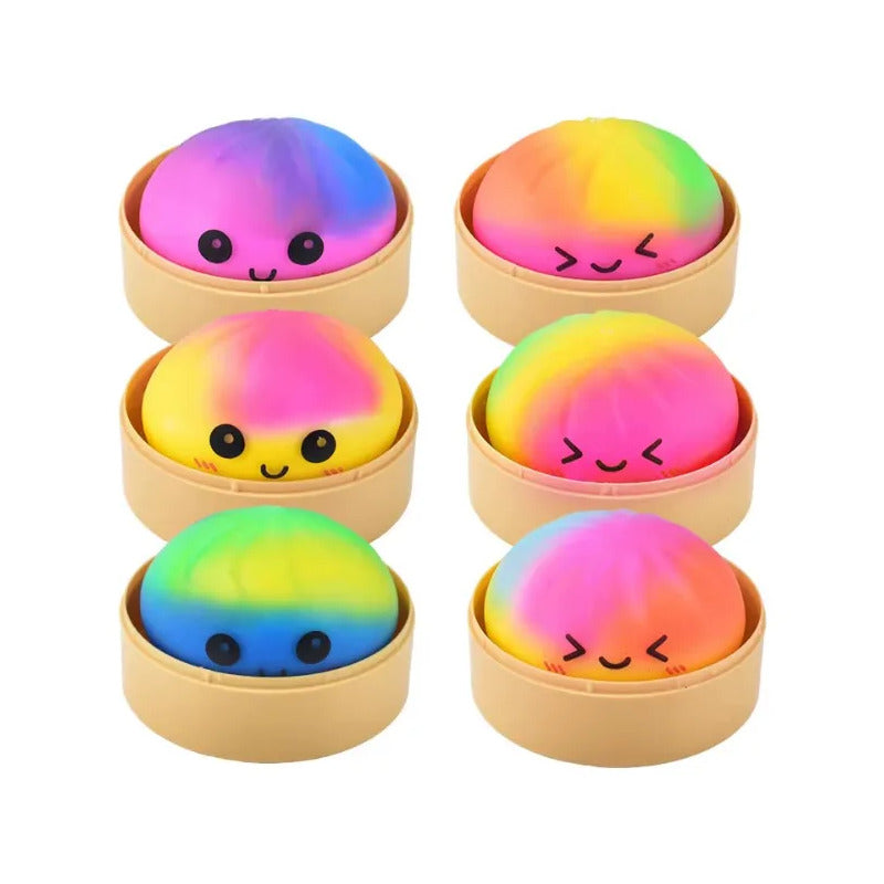Juguete Dumpling Squishy Sorpresa Mystery Rainbow Fidget Multicolor