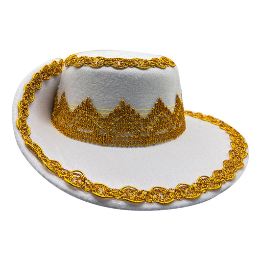 Sombrero Caporal Bailes Tipicos Juvenil Hombre Blanco Standar 57cm Lisa