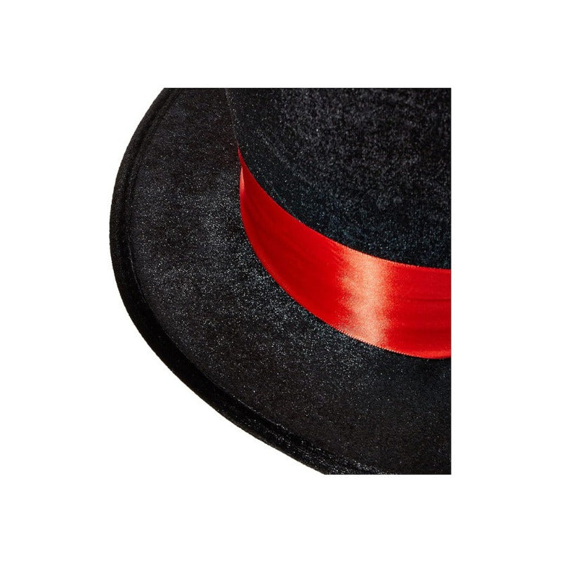 Sombrero Copa Grande Cosplay Con Cinto Rojo Adulto Negro-rojo