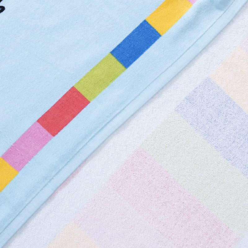 Toalla Playa Algodon C/ Bolso 140x70 Cm Multicolor Stitch Lisa Celeste Rayas