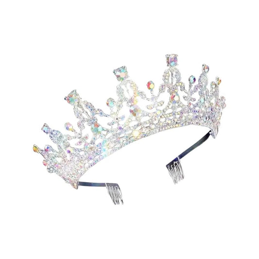 Corona De Reiana Princesa Metalica Accesorio Para Disfraz Plateado