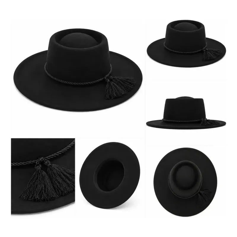 Sombrero Huaso Elegante Fiestas Patrias Adulto Negro 58cm Lisa