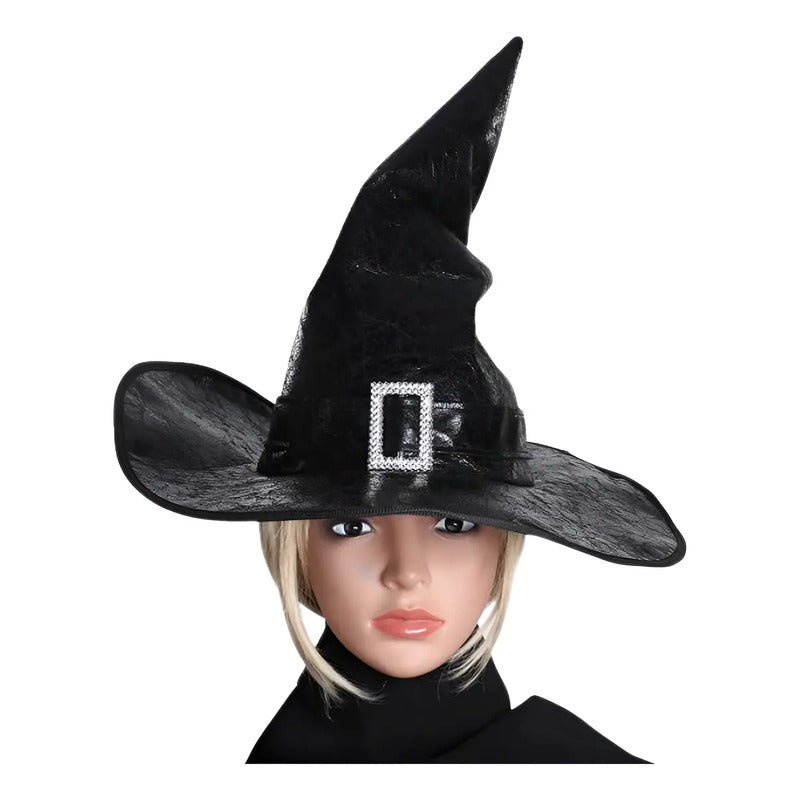 Sombrero De Bruja Accesorio Para Disfraz De Hechicero Color Negro
