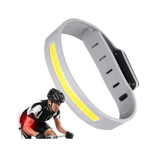 Brazalete De Luz Led Seguridad Luz Blanca - Roja 3 Modos Gris
