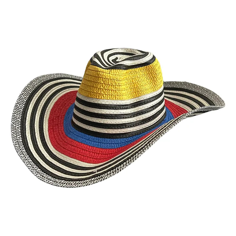 Sombrero Colombiano Vueltiao Tricolor Rayas/gruesas 60cm Rayas