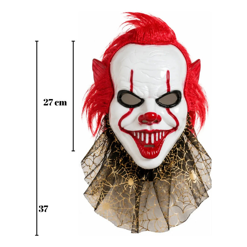 Mascara Payaso It Cuello Con Vuelo - Halloween Rojo/blaco Payaso It