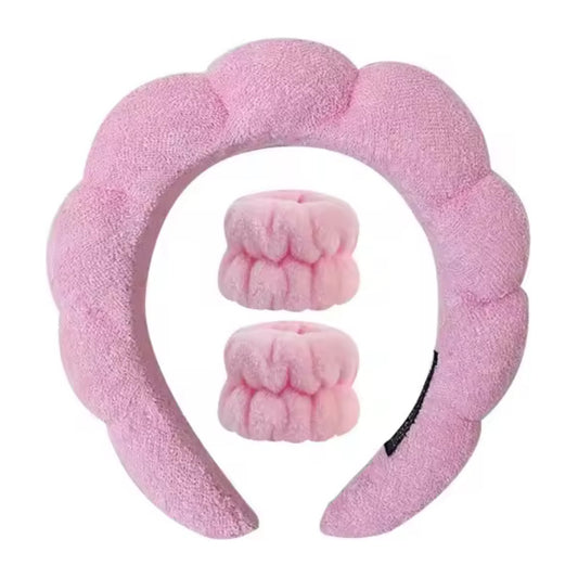 Set Spa Cintillo + Muñequeras Diadema De Maquillaje Skincare Surtido