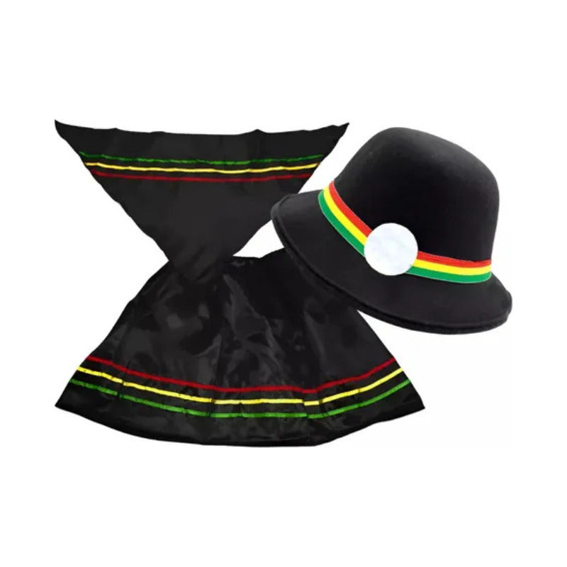 Traje Nortino Baile Nortino 3pzs + Pompon Fiestas Patrias Negro Xl