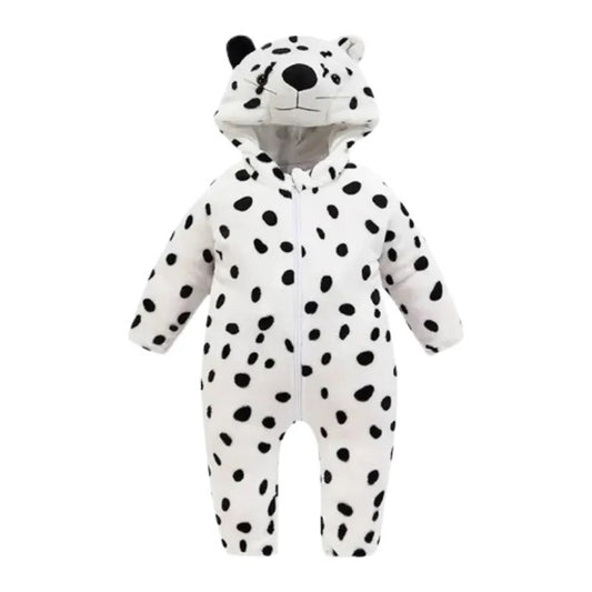 Pijama Y Disfraz Enterito Polar Bebes Blanco - Negro Perrito 80