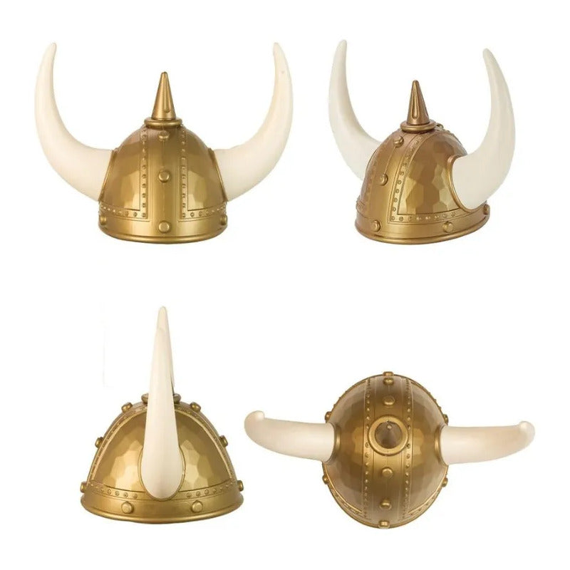 Gorro Casco Vikingo Accesorio Con Luz Cosplay Dorado Oscuro Vikingo
