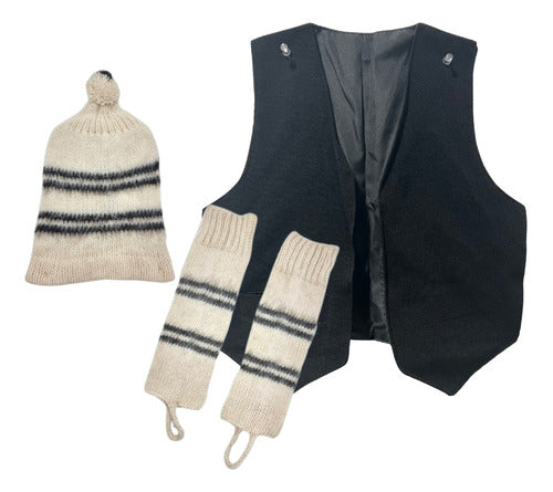 Traje Chilote Adulto Chaleco Gorro Y Polainas S/m/l