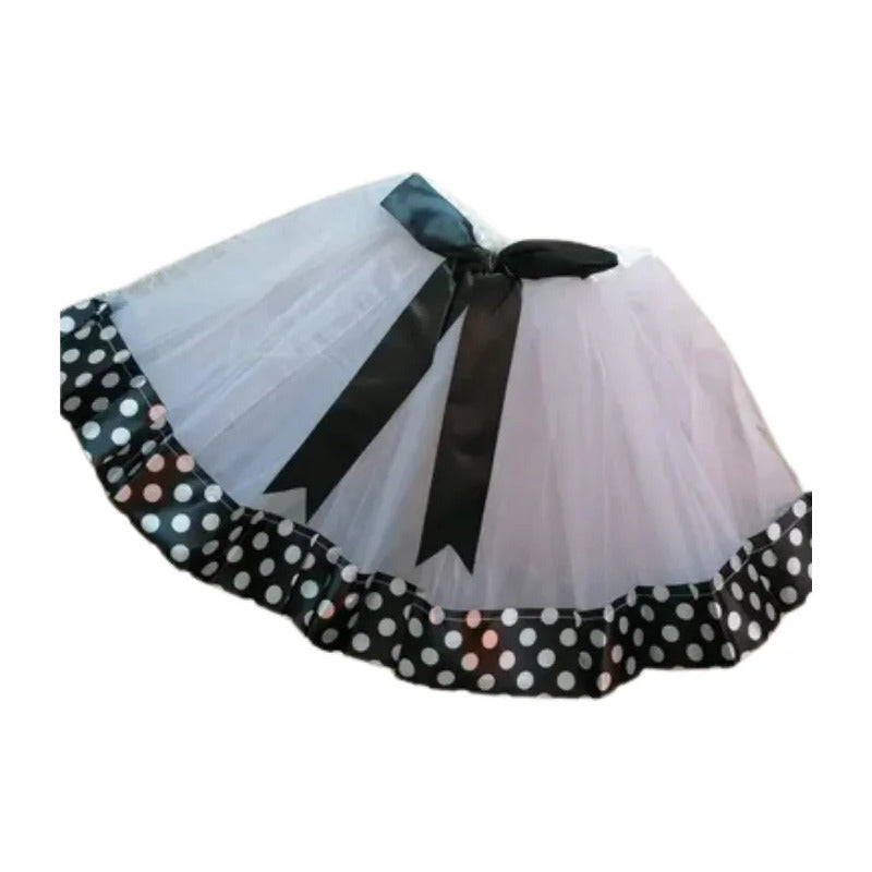 Falda Tutu Lunares Niña Negro Lunares Unica