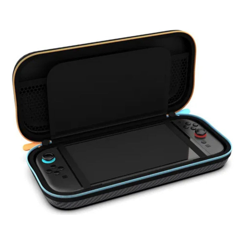 Estuche Protector + Lámina Mica Compatible N-switch 2 Negro/ Celeste Naranjo