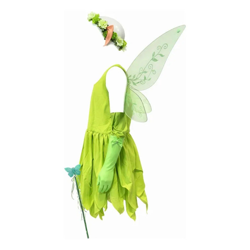 Disfraz  Tinker Bell  Niñas, Vestido  Fiesta + Alas Verde 10-12