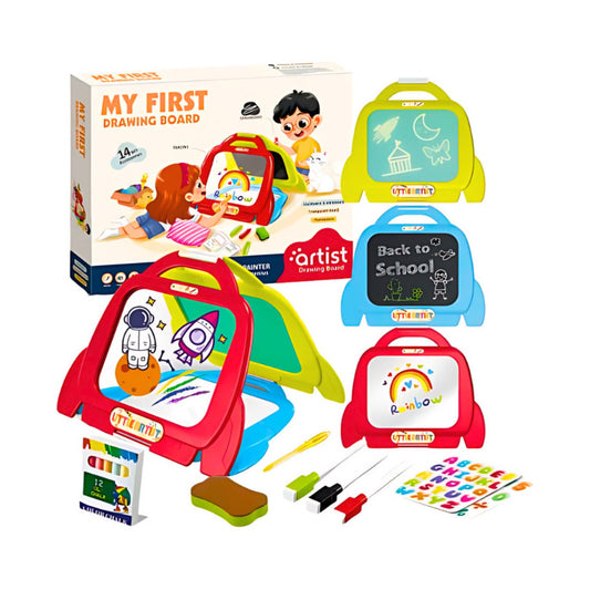 Pizarra Didáctica Tablero Magnético 4 En 1 Para Niños Multicolor