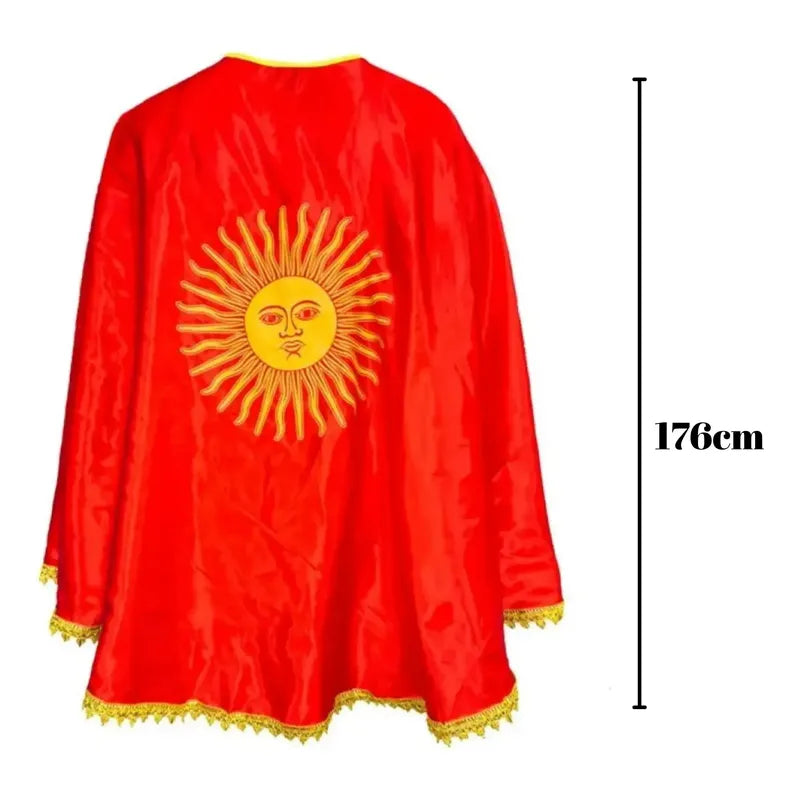 Set  Capa + Mascara De La Tirana Goma Eva  Fiestas Patrias Rojo/grande 176x88cm