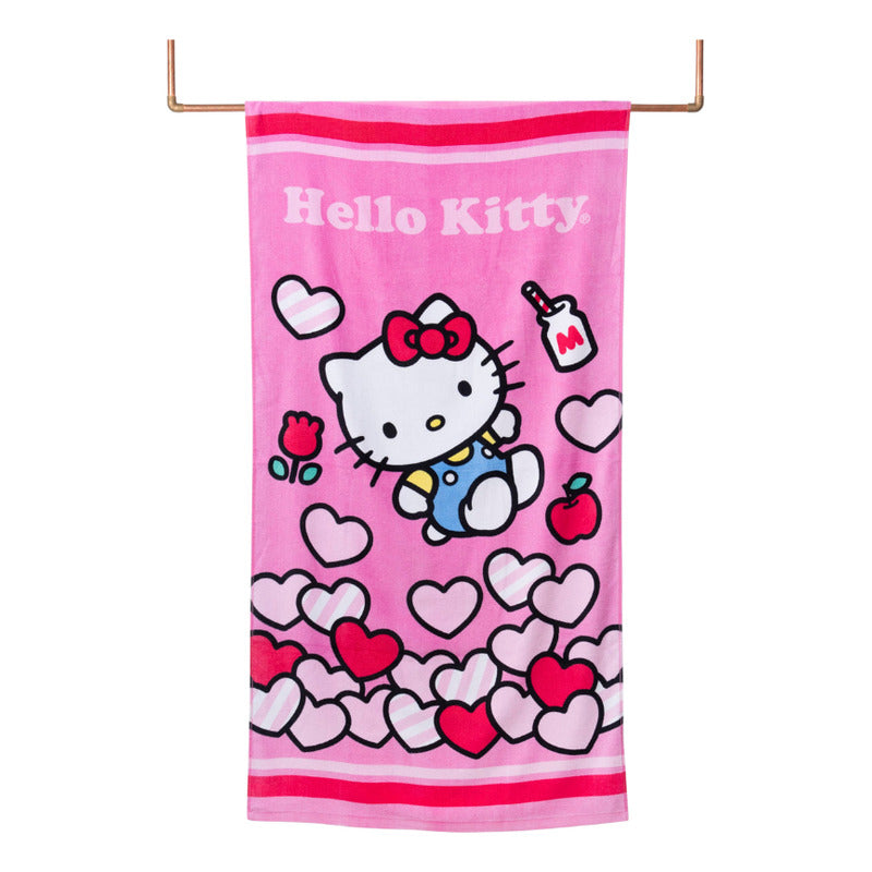 Toalla Playa Algodon C/ Bolso 140x70 Cm Rosa Hello Kitty Lisa
