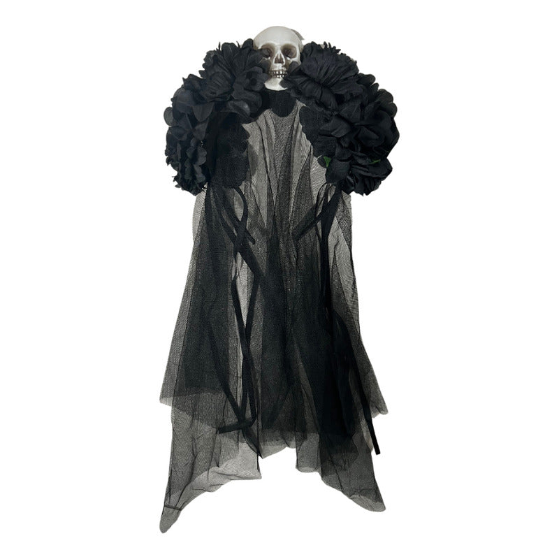 Set Cintillo Catrina+accesorios Brillantes Rostro Hallloween Negro