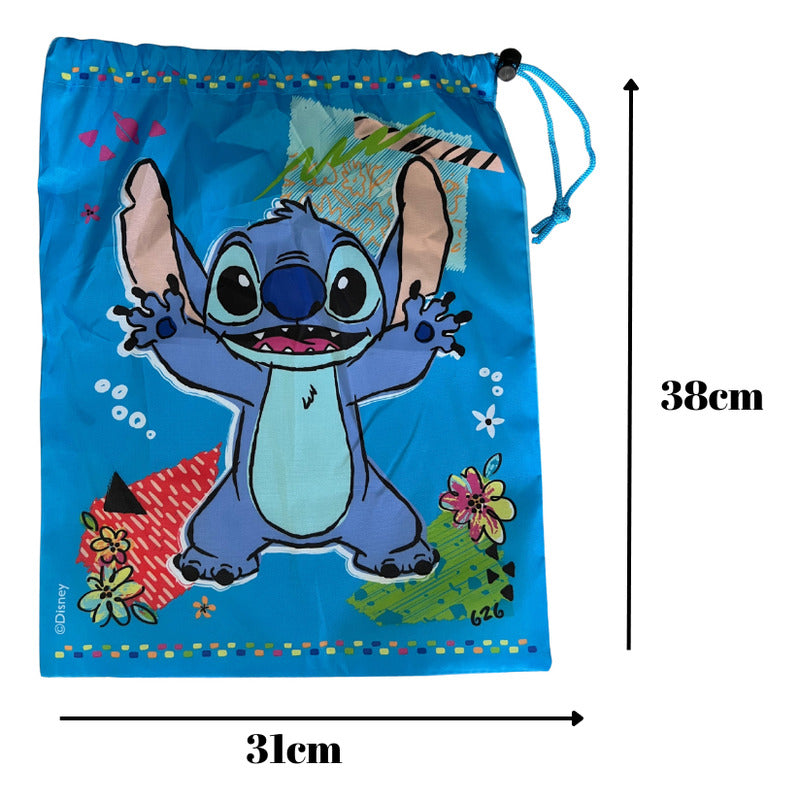 Bolsa De Genero Para Niños Párvulo + Toalla De Mano Algodon Celeste Stitch