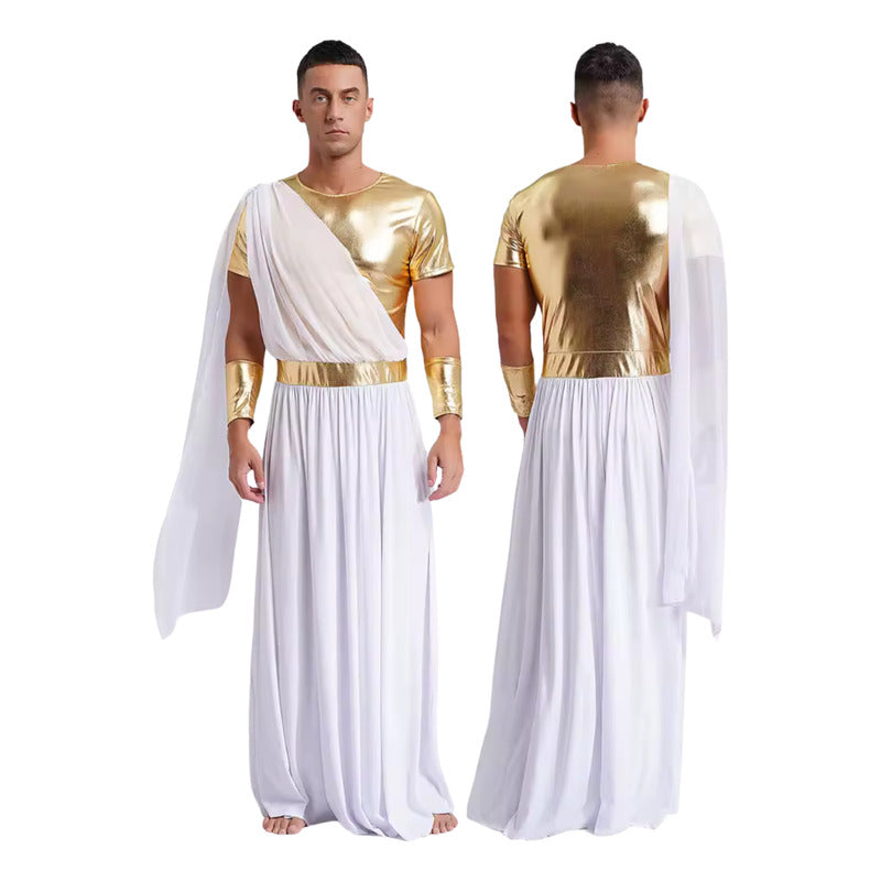 Disfraz De Dios Griego Para Hombre Cosplay Blanco-dorado S