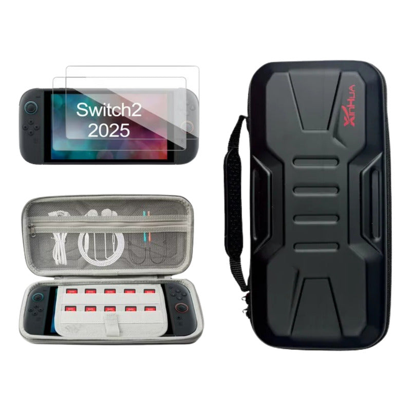 Estuche Protector Rigido Compatible N Switch 2 + Mica Negro