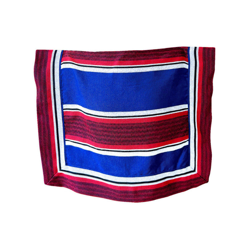 Manta Poncho Huaso Juvenil- Adulto Cueca Fiestas Patrias Azul Rayas 90x60