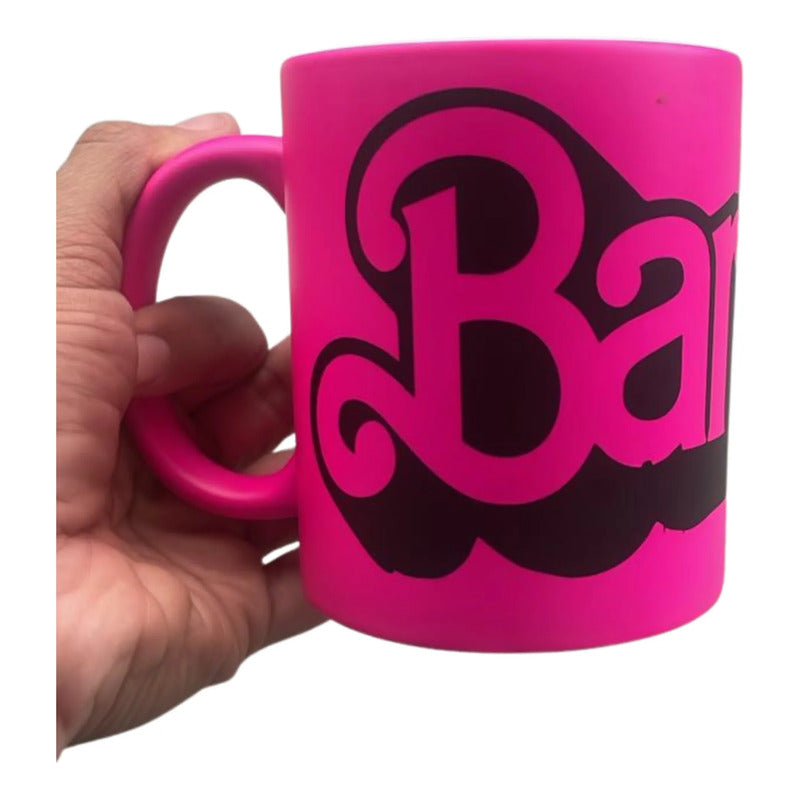 Taza  Mod De Cerámica Rosa Fucsia Letra Barbie