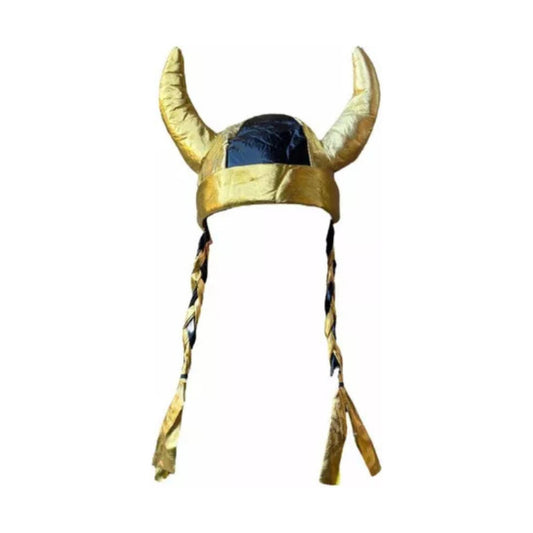 Sombrero Vikingo Con Trenzas Disfraz O Cosplay Dorado Oscuro 56-58cm
