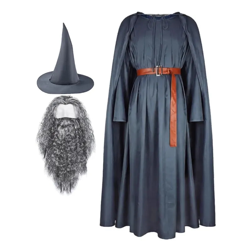 Disfraz Hechicero  Adulto / Niño Cosplay Gris Oscuro/niño 10-12