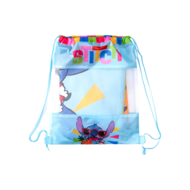 Toalla Playa Algodon C/ Bolso 140x70 Cm Multicolor Stitch Lisa