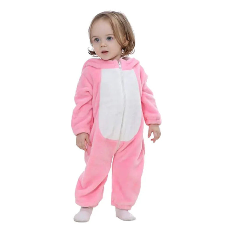 Pijama Y Disfraz Enterito Polar Bebes Rosa Conejo 80