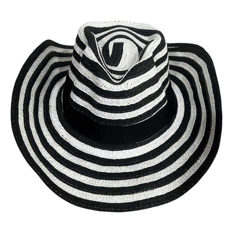 Sombrero Vueltiao Colombiano Unisex  Niño - Adulto Blanco-negro Grande Rayas